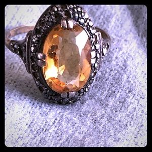 Sterling silver and 9k gold vintage spinel ring